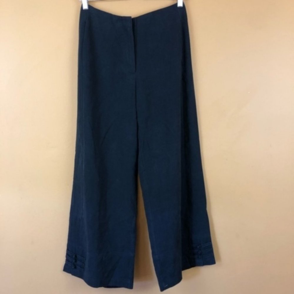 NWT Citron Santa Monica Black Silk Crop Pants